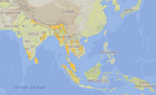 Asian Elephant Range Map 